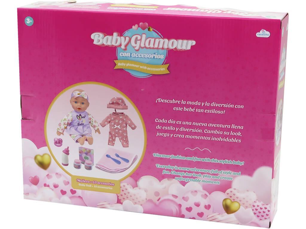 Baby Puppe 27 cm mit Schlafanzug und Zubehör