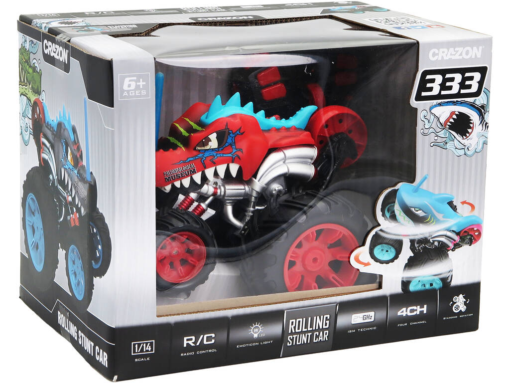 Auto Radiocomandata Crazon Rolling Stunt Car Coccodrillo Rosso