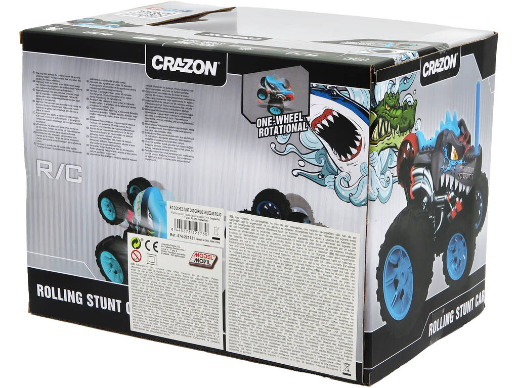Auto Radiocomandata Crazon Rolling Stunt Car Coccodrillo Rosso