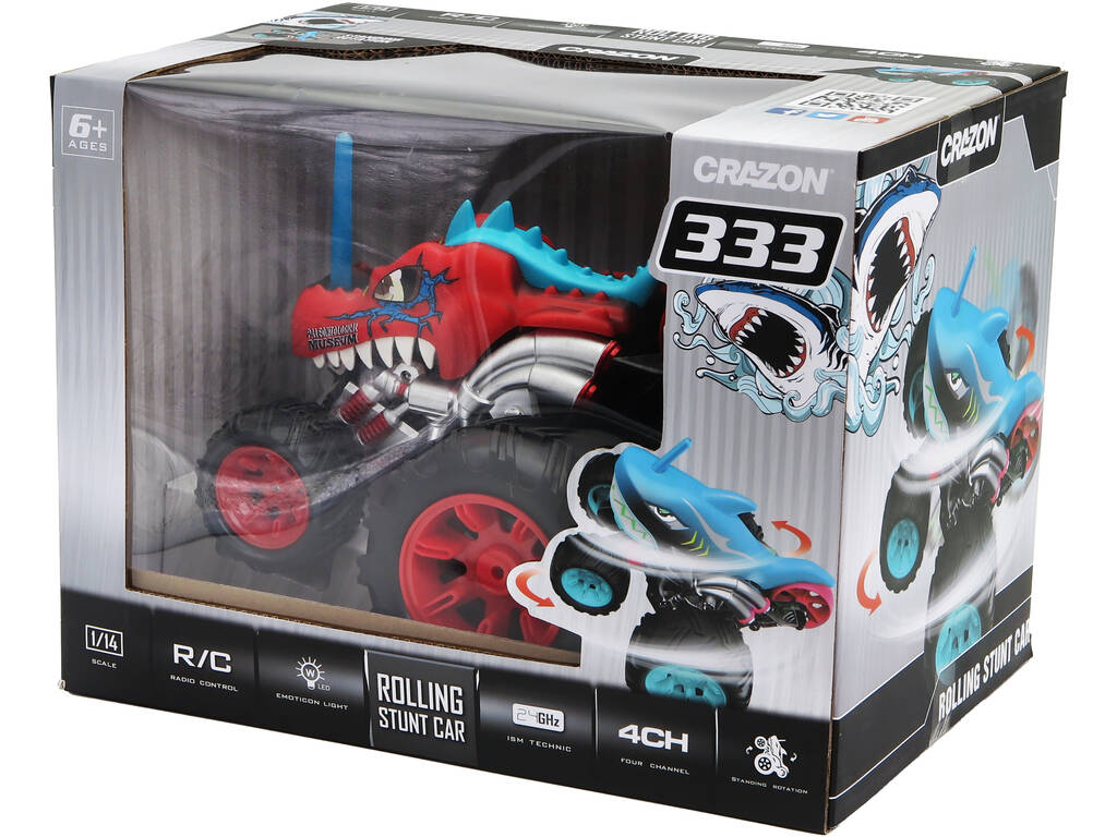 Auto Radiocomandata Crazon Rolling Stunt Car Coccodrillo Rosso