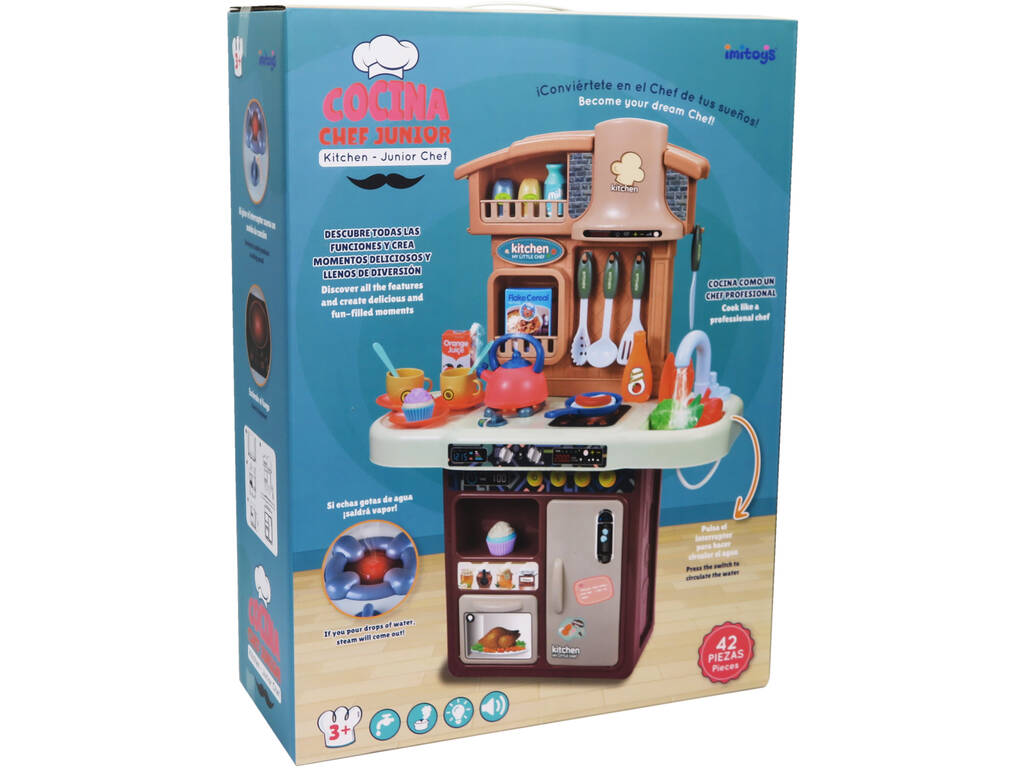 Cuisine Junior Chef avec robinet d'eau, lumière, sons et accessoires