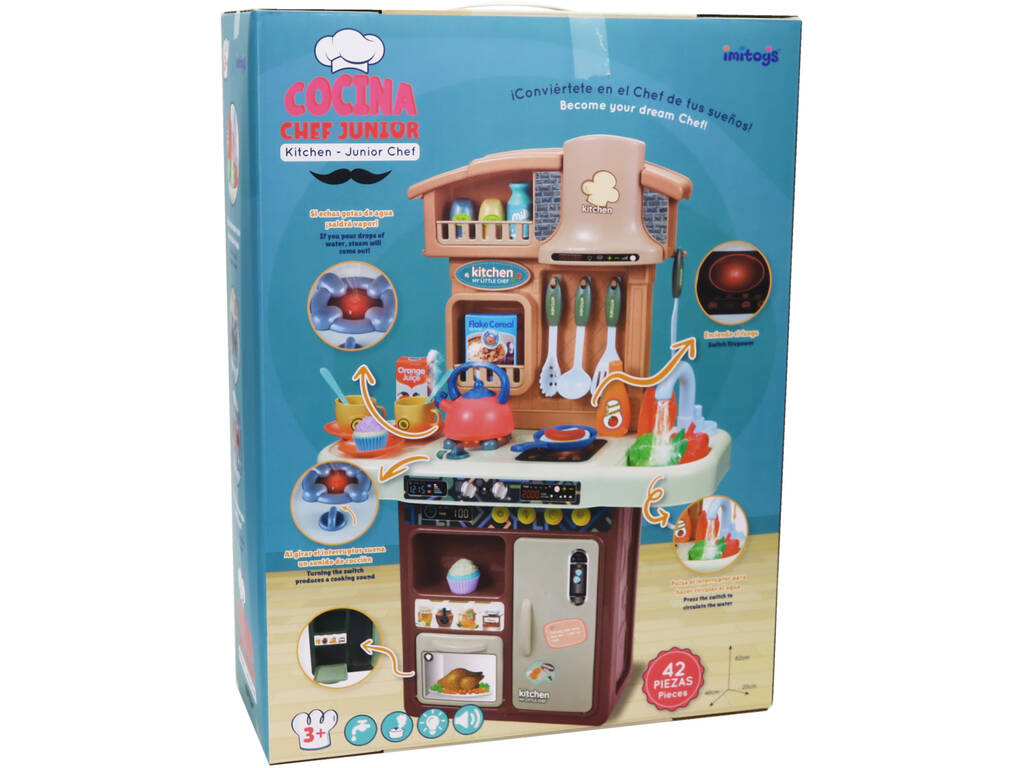 Cuisine Junior Chef avec robinet d'eau, lumière, sons et accessoires