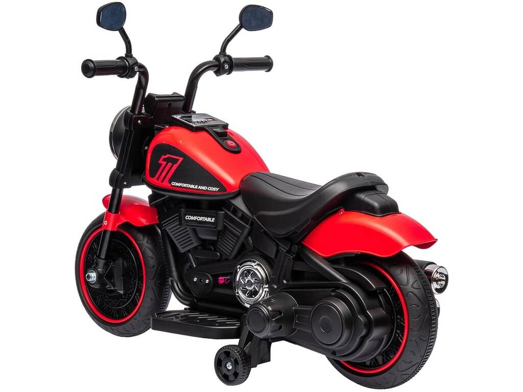 Moto a batteria Custom Naked Rossa da 6V con luce