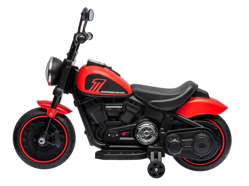Moto a batteria Custom Naked Rossa da 6V con luce