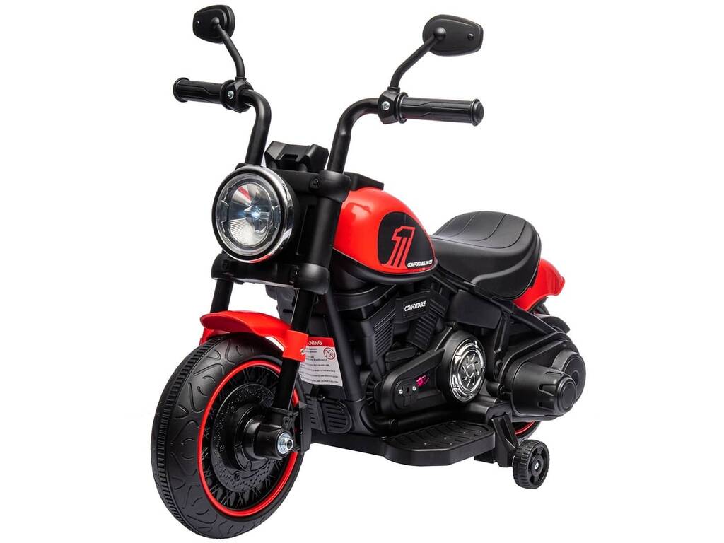 Moto a batteria Custom Naked Rossa da 6V con luce