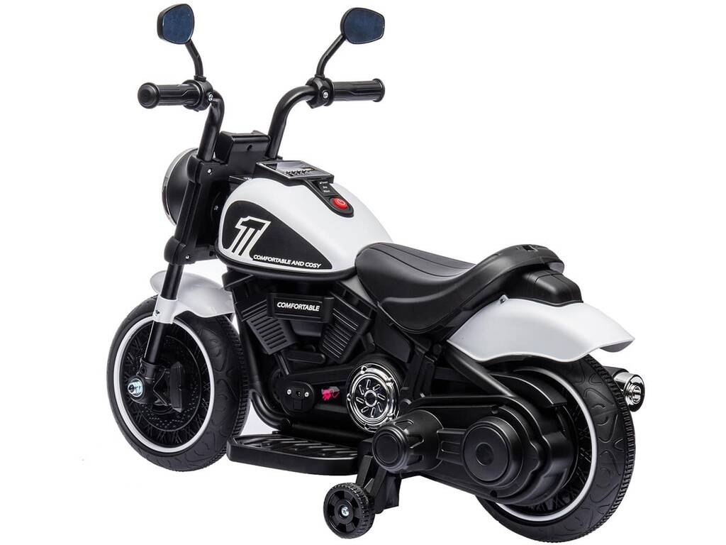 Moto a batteria Custom Naked Bianca da 6V con luce