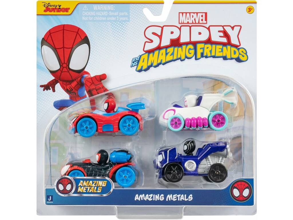 Spidey And His Amazing Friends Pack 4 Veicoli di Metallo Jazwares SNF0200