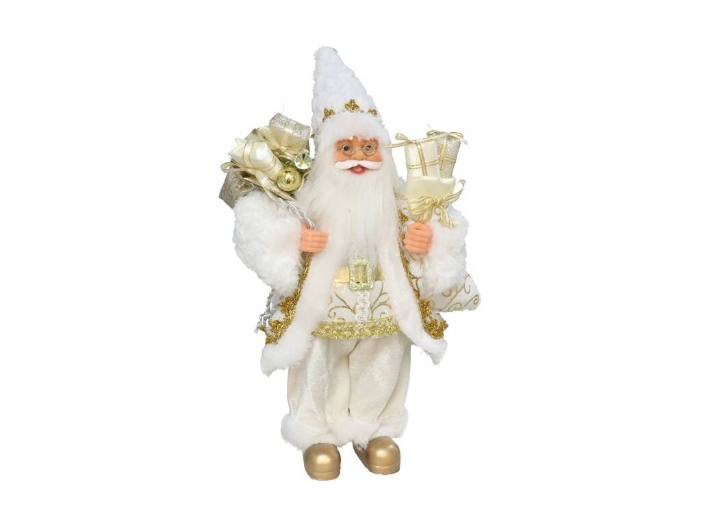 Père Noël debout avec sac et chaussette 30 cm