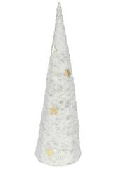 Cône de Noël enneigé de 60 cm avec 30 lumières et étoiles chaudes