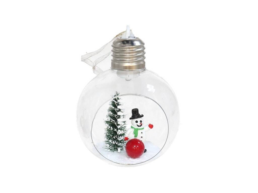 Boule de Noël ouverte de 8 cm avec lumière LED chaude et scène de Noël