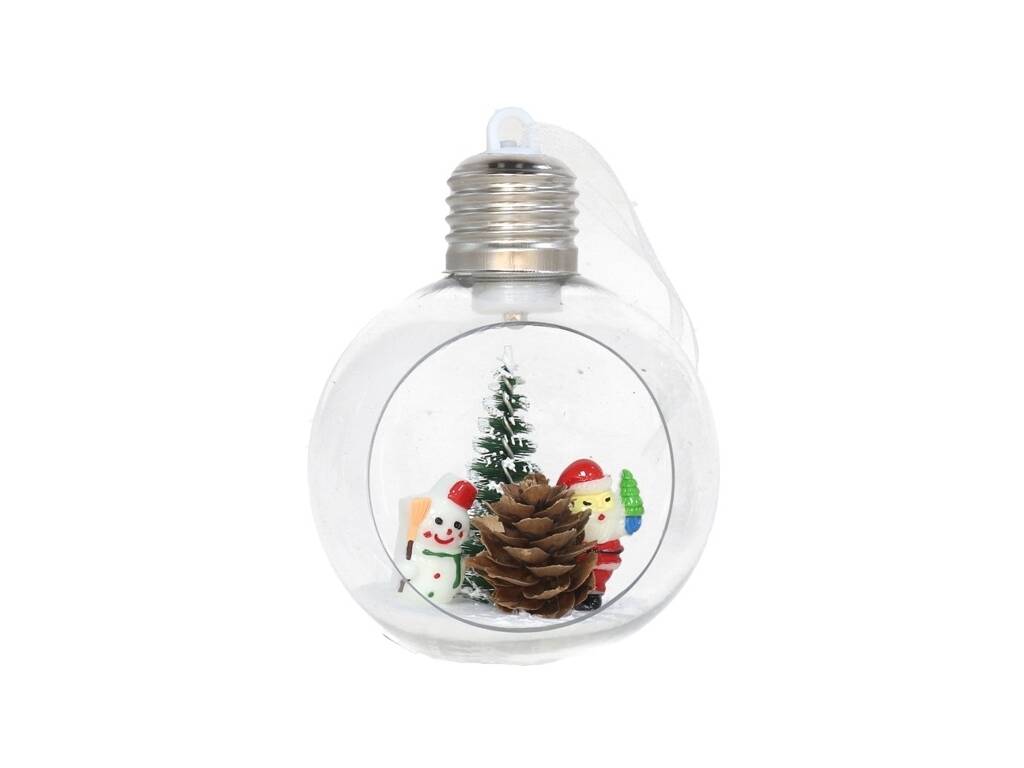 Boule de Noël ouverte de 8 cm avec lumière LED multicolore et scène de Noël