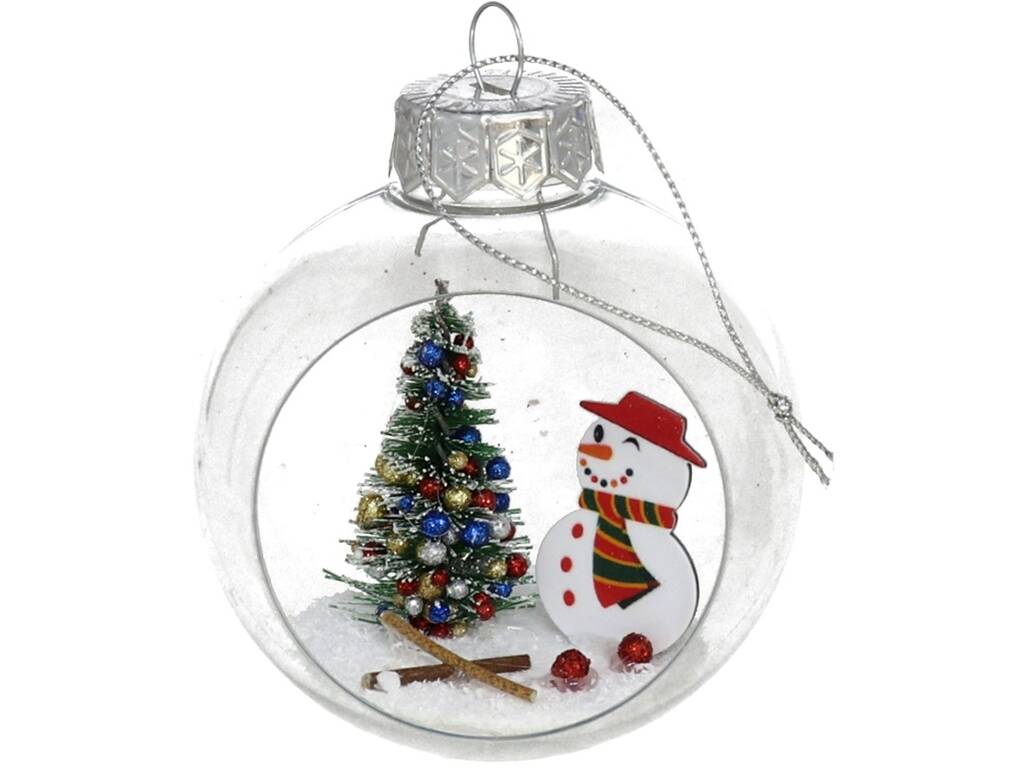 Boule de Noël ouverte 8 cm Scène de Noël