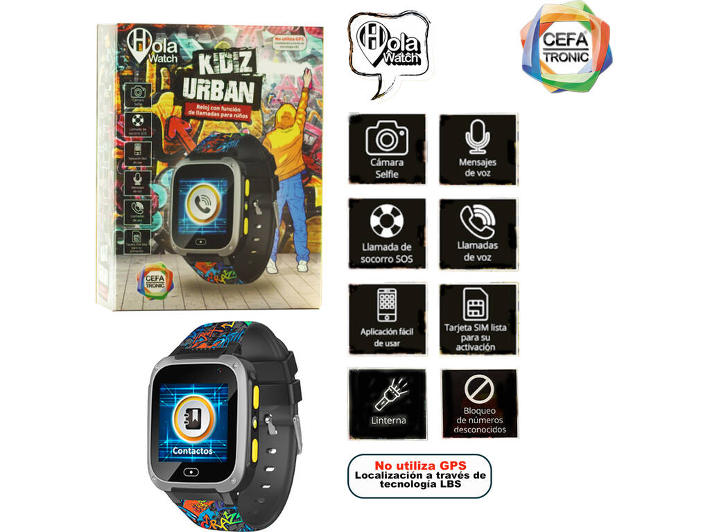 Montre intelligente HolaWatch Kidiz Urban Black Cefa Toys 1130