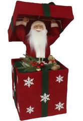 Père Noël dans une boîte cadeau de 90 cm avec 20 lumières
