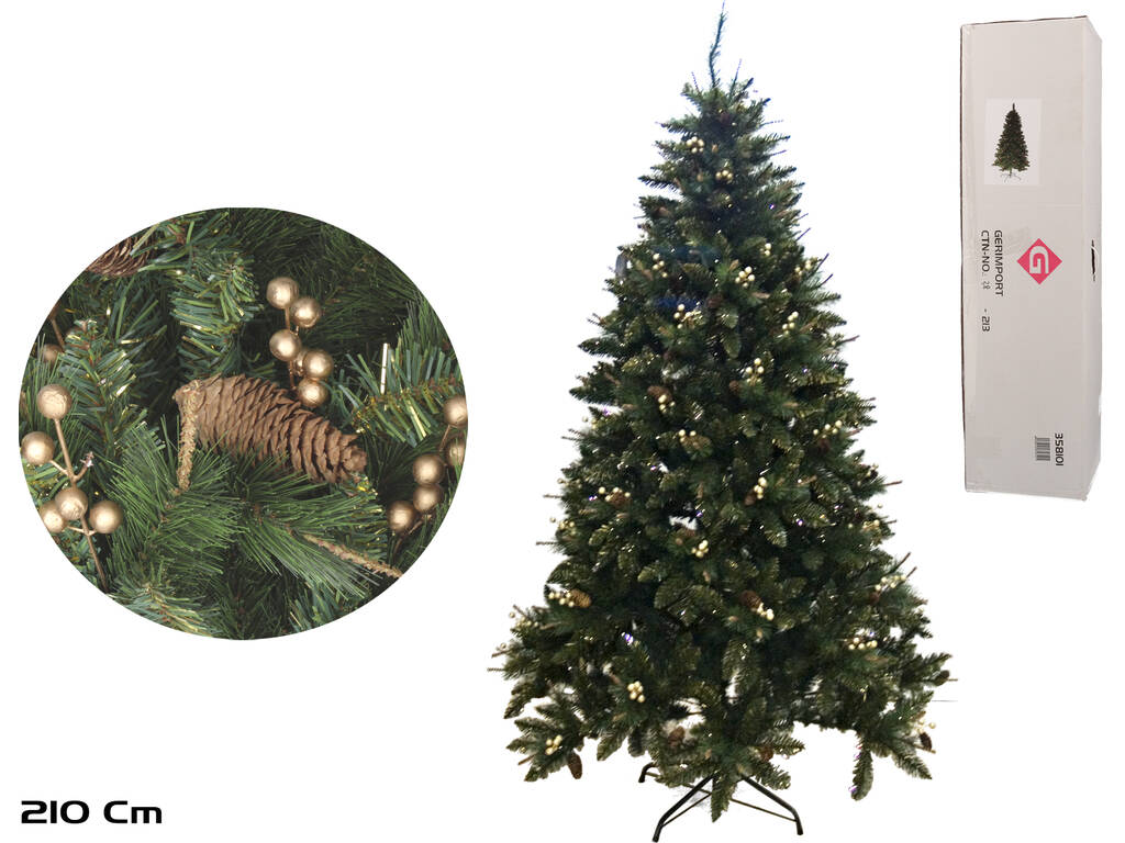 Árvore de Natal Decoração Dourada de 210 cm com 980 Pontas