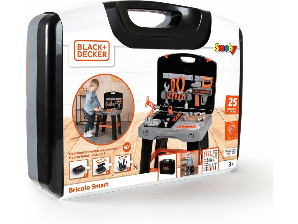 Black & Decker Werkzeugkoffer und Werkbank mit 25 Zubehörteilen