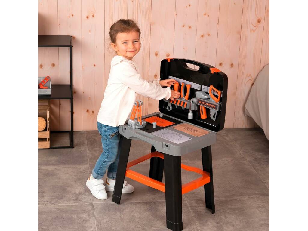 Black & Decker Werkzeugkoffer und Werkbank mit 25 Zubehörteilen