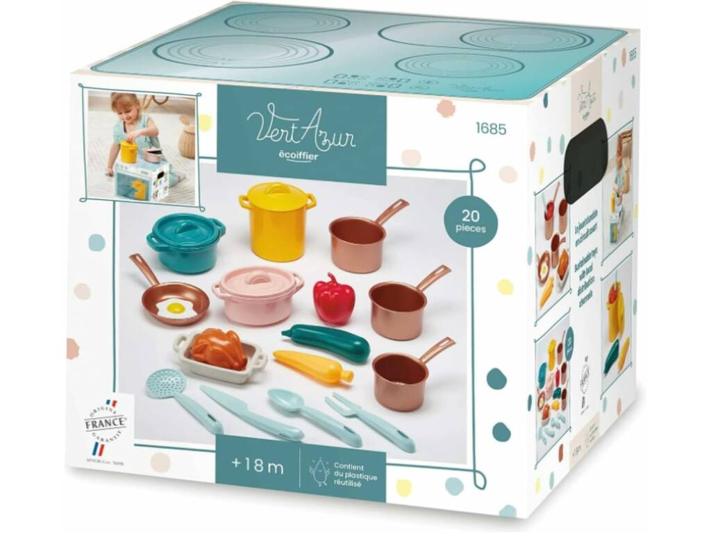Ecoiffier Vert Azur Set da cucina 20 pezzi