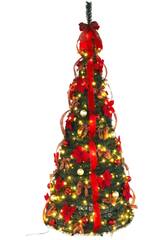 Arbre de Noël avec ruban et 150 LED 180x75 cm