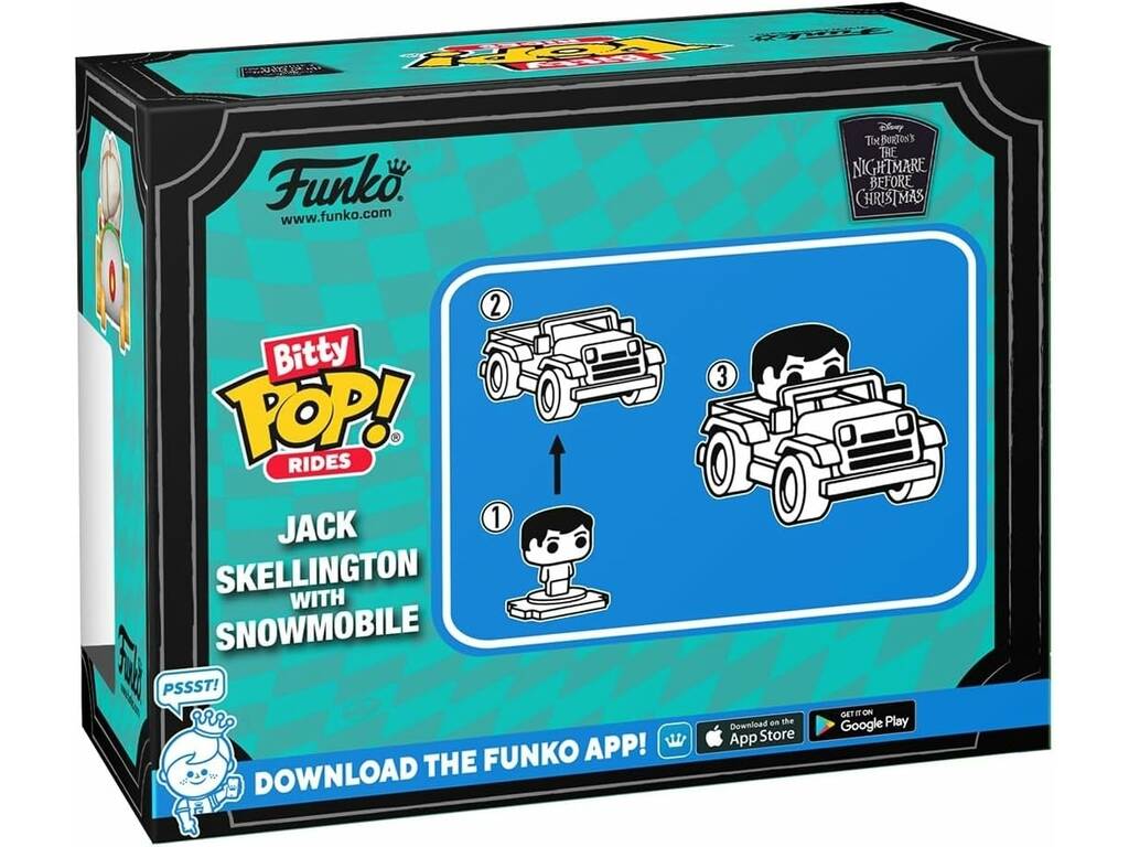 Funko Pop Bitty Rides Nightmare Before Christmas Figura Jack Skellington e Snowmobile 83624