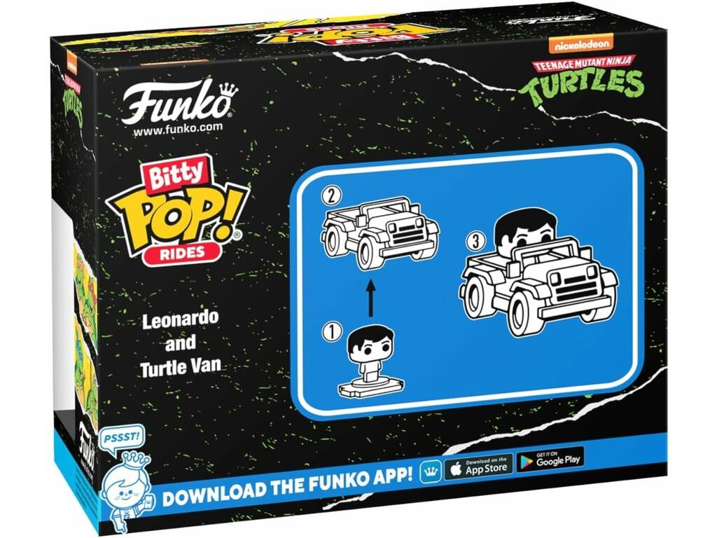Funko Pop Bitty Rides Tartarughe Ninja Figura Leonardo e furgone delle tartarughe 83626