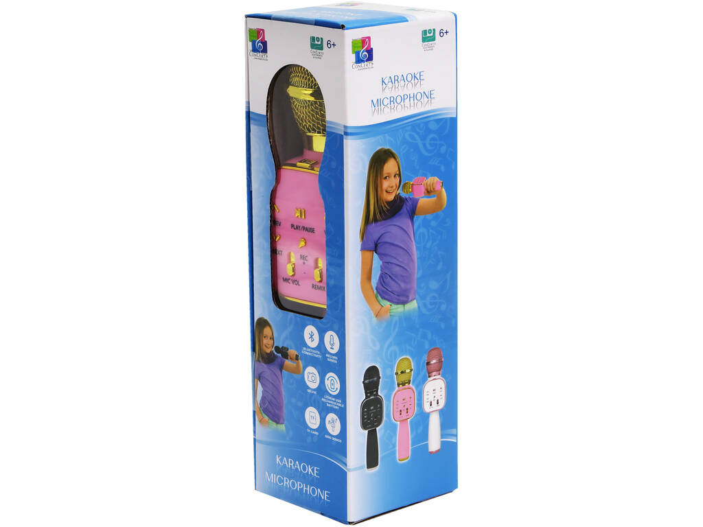 Microfono Karaoke rosa con connessione Bluetooth