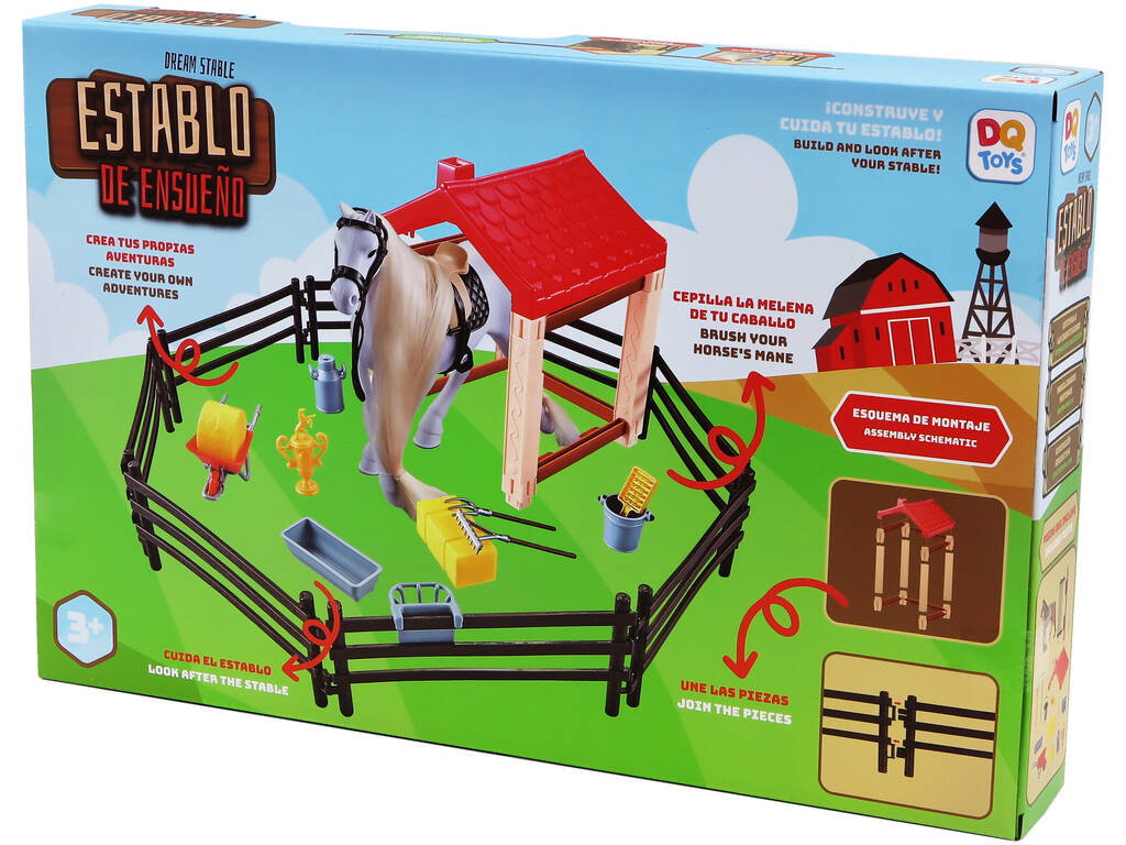 Ecurie de rêve avec cheval brun et accessoires