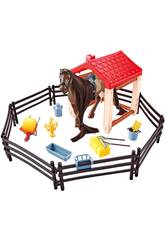 Estábulo de Sonho com Cavalo Castanho e Acessórios