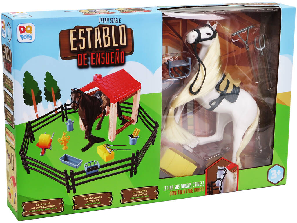 Stalla dei sogni con cavallo bianco e accessori