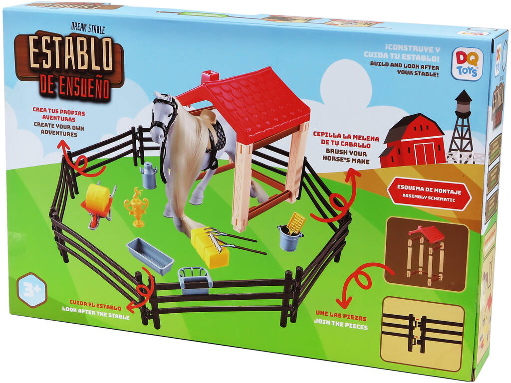 Stalla dei sogni con cavallo bianco e accessori