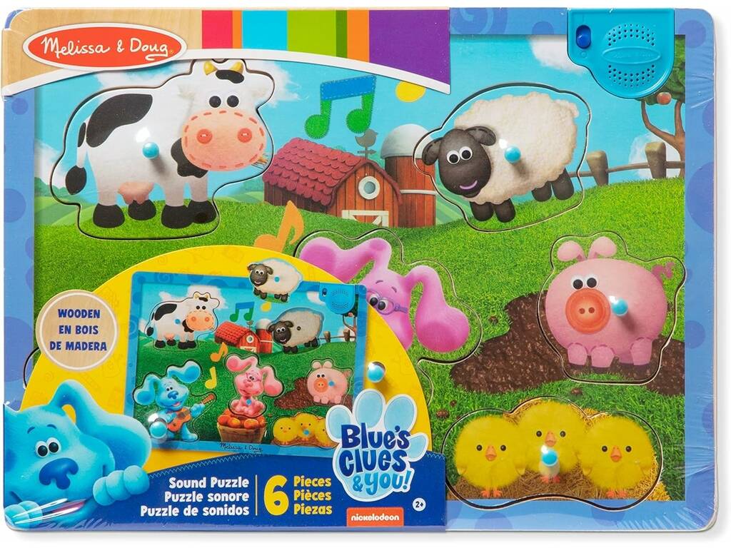 Puzzle sonore en bois Blue Tracks avec 6 pièces