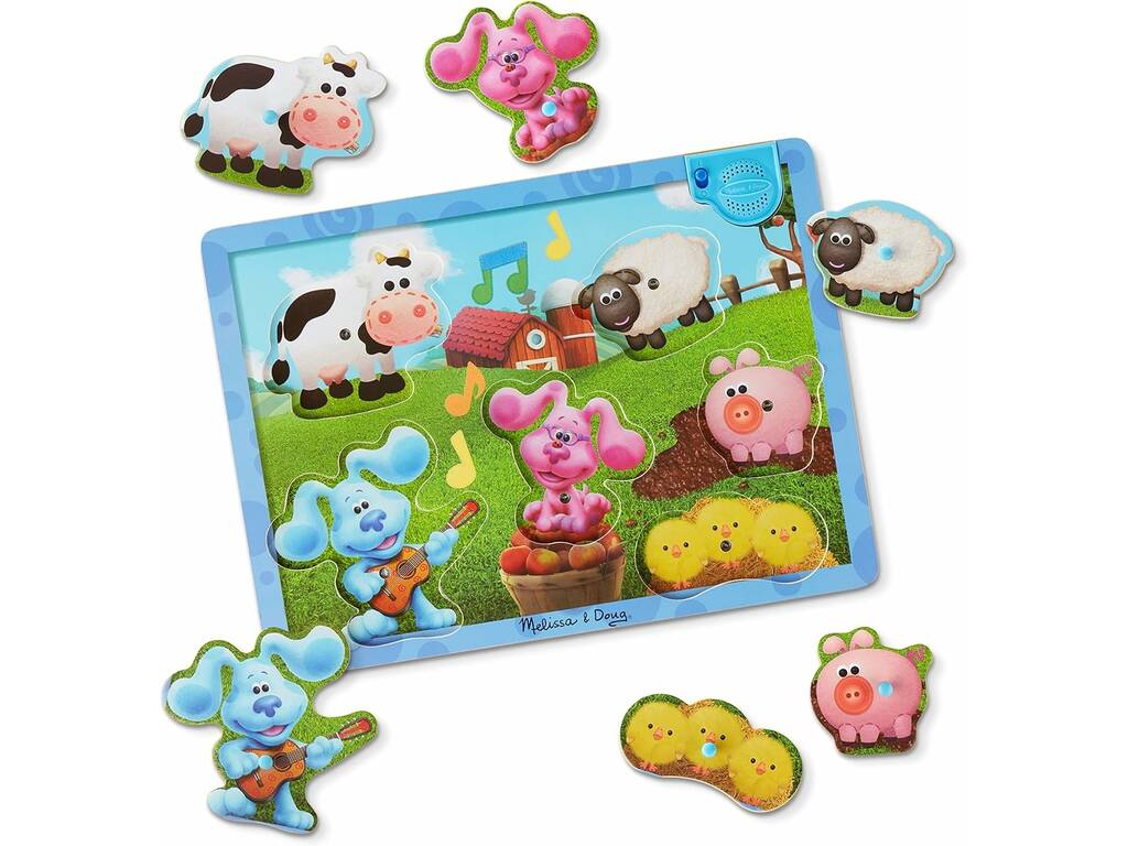 Puzzle sonore en bois Blue Tracks avec 6 pièces