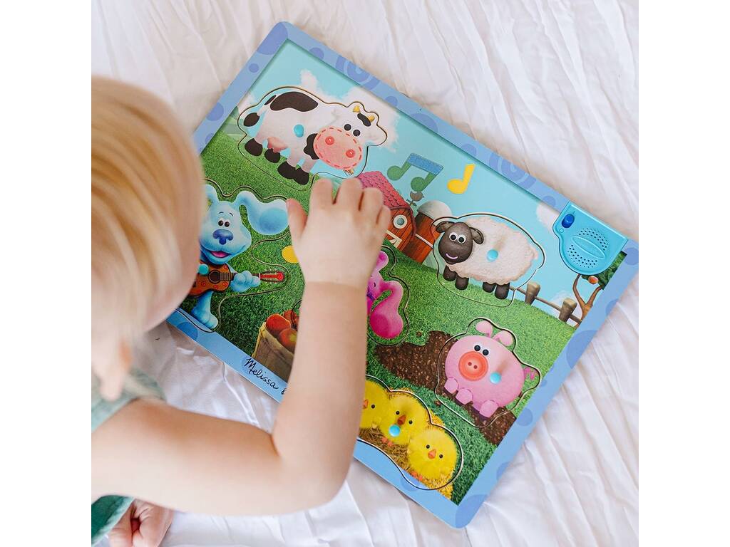 Puzzle sonore en bois Blue Tracks avec 6 pièces