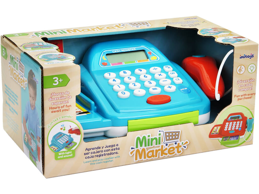 Cassa Mini Market Blu con luce, suoni e calcolatrice