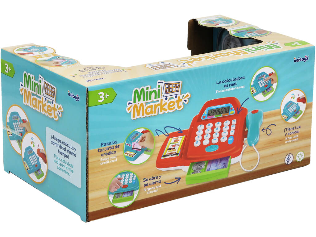 Cassa Mini Market Blu con luce, suoni e calcolatrice