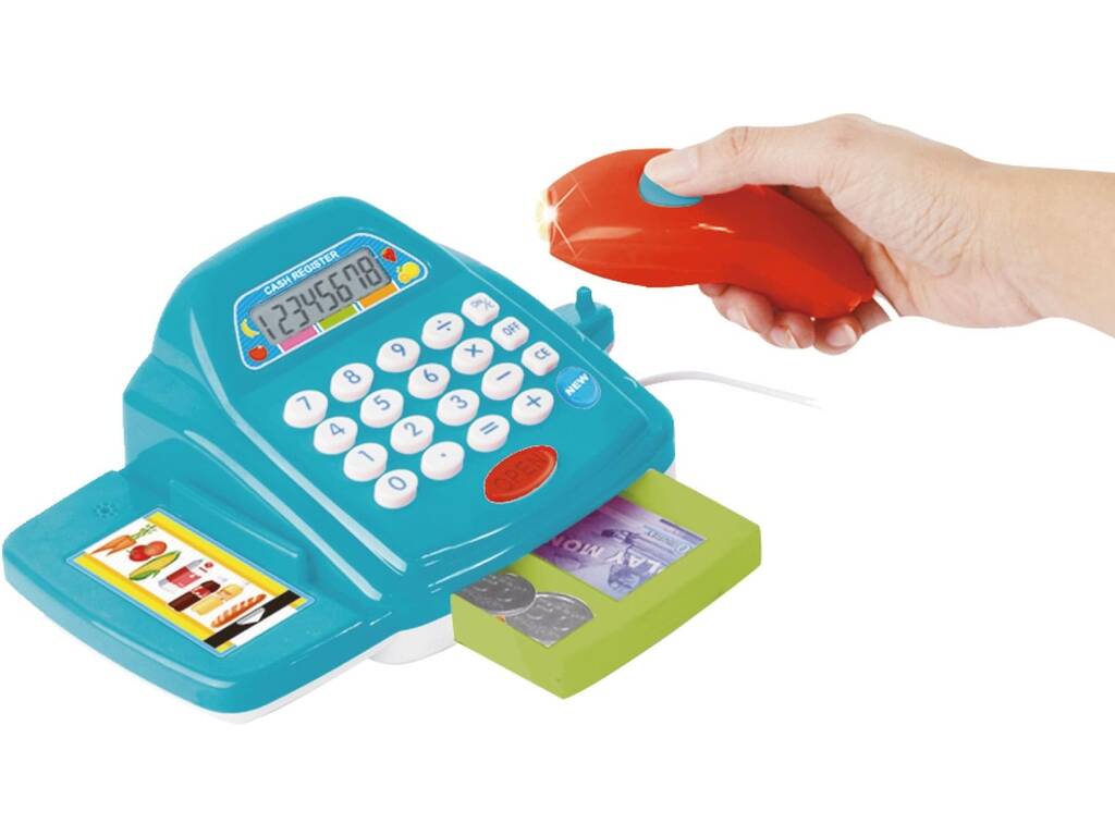 Cassa Mini Market Blu con luce, suoni e calcolatrice