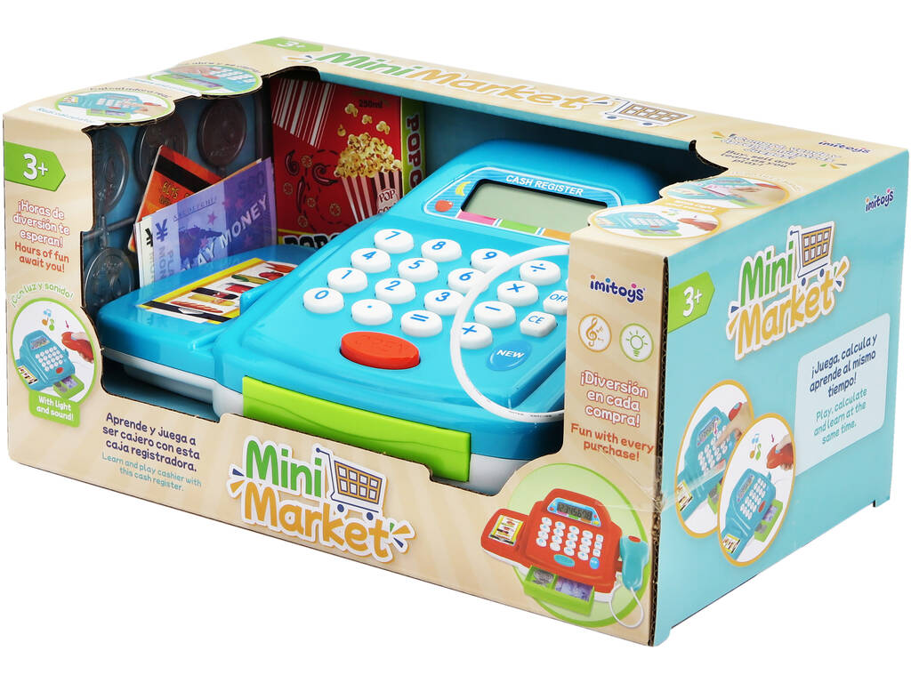Cassa Mini Market Blu con luce, suoni e calcolatrice