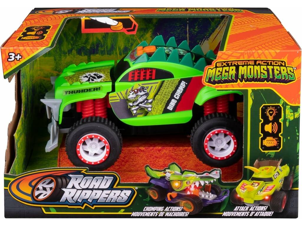 Road Rippers Auto Mega Monsters Dino Chomp con luci e suoni