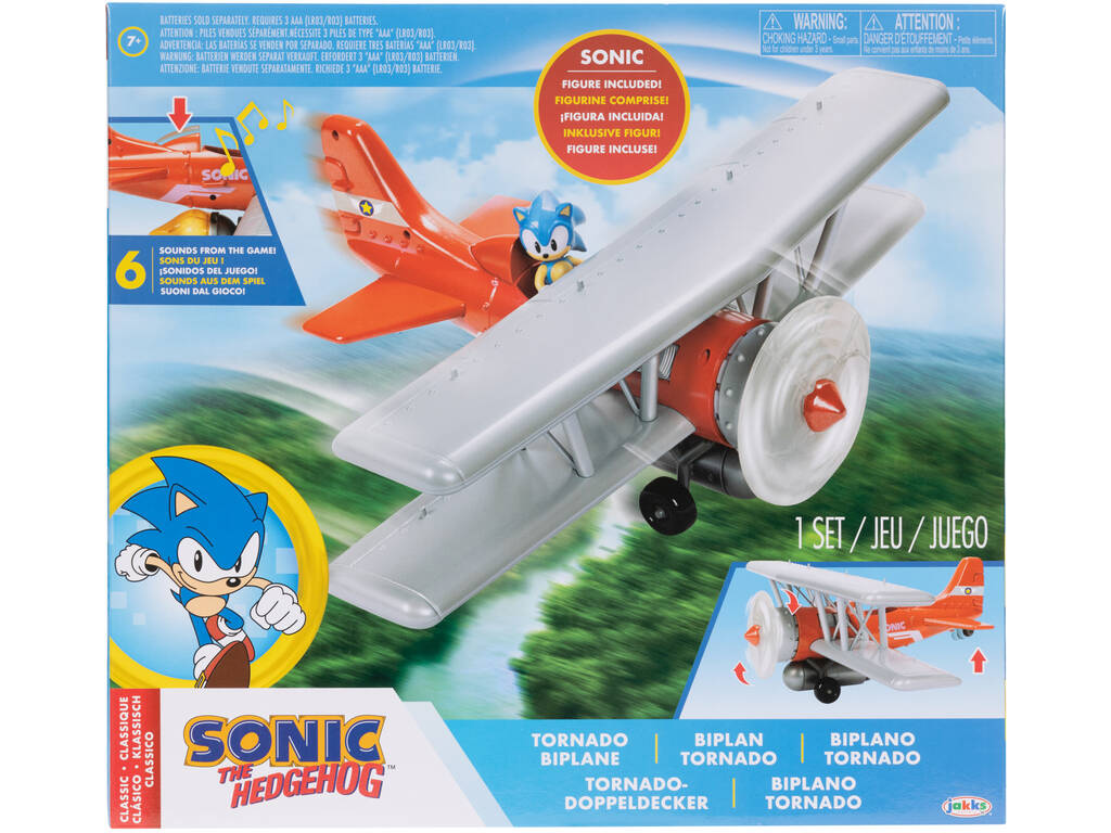 Sonic The Hedgehog Biplane Tornado avec figurine Sonic de 6 cm