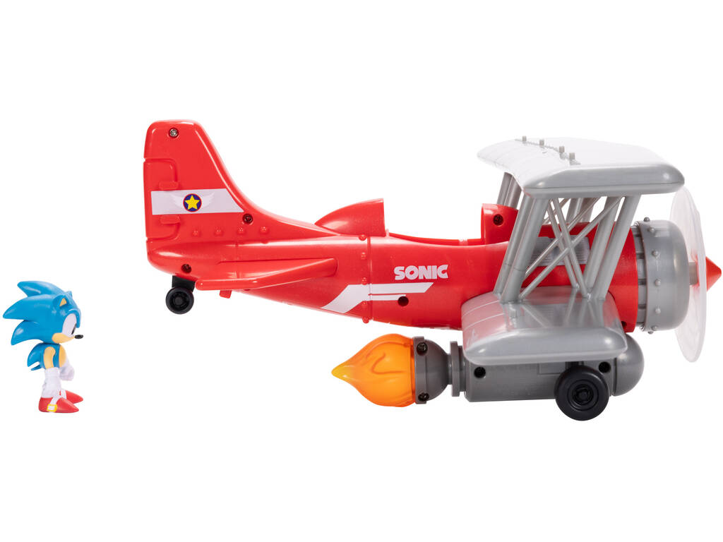 Sonic The Hedgehog Biplane Tornado avec figurine Sonic de 6 cm