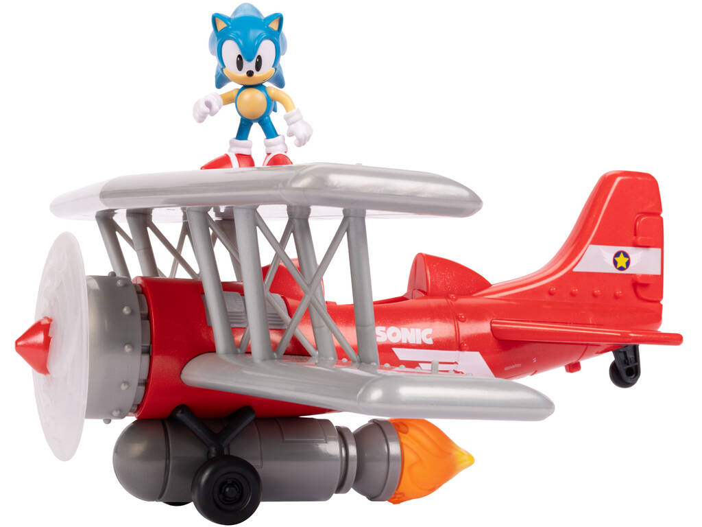 Sonic The Hedgehog Biplane Tornado avec figurine Sonic de 6 cm