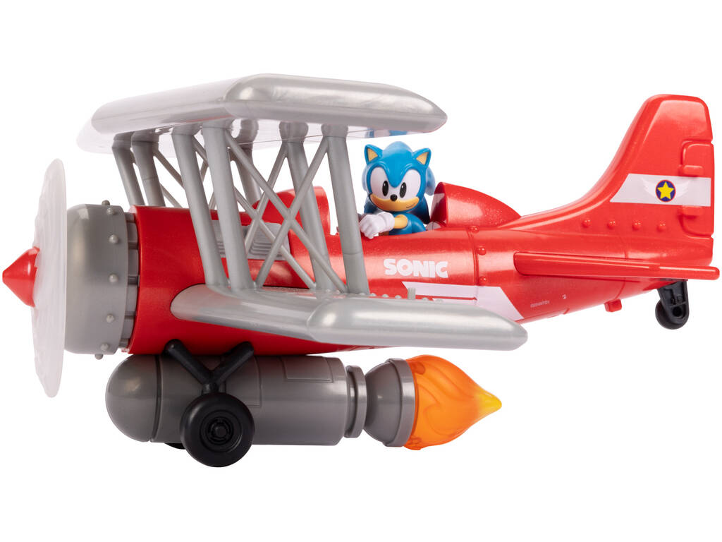 Sonic The Hedgehog Biplane Tornado avec figurine Sonic de 6 cm