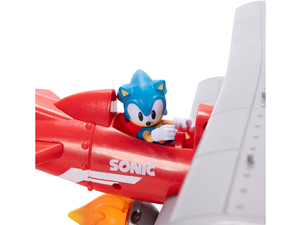Sonic The Hedgehog Biplane Tornado avec figurine Sonic de 6 cm