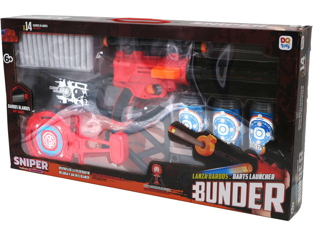 Lanceur de fléchettes Bunder Sniper avec 14 fléchettes et cibles