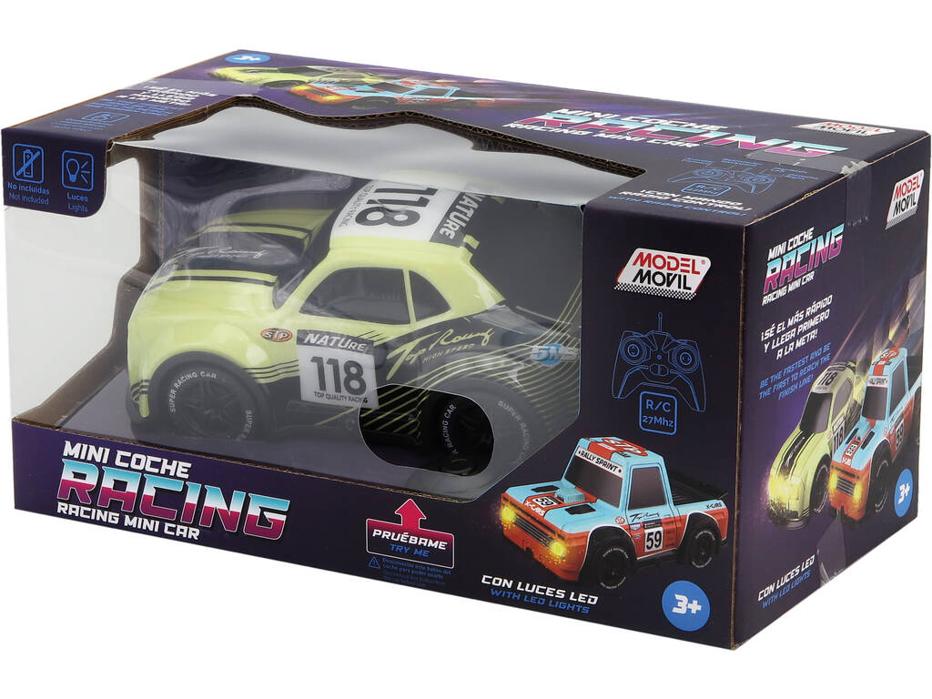 Mini voiture de course radiocommandée verte avec lumière