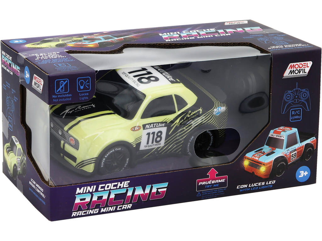 Mini voiture de course radiocommandée verte avec lumière
