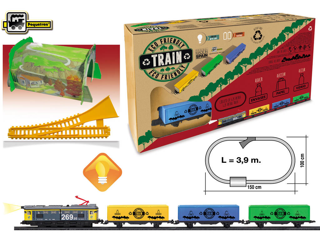Train électrique recyclant de Renfe avec lumière, tunnel et enrouleur