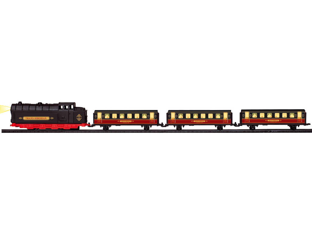Train électrique transsibérien avec lumière, gare et enrouleur