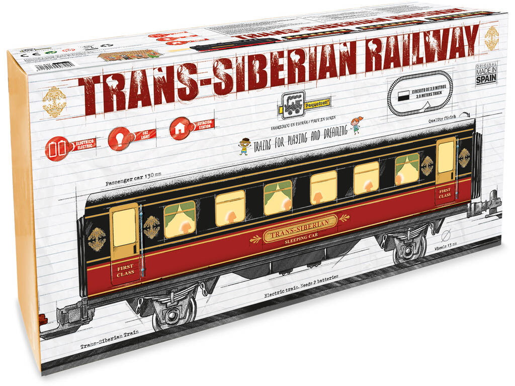 Train électrique transsibérien avec lumière, gare et enrouleur