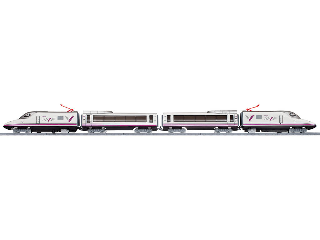 Treno elettrico Renfe AVE con stazione e ferrovia